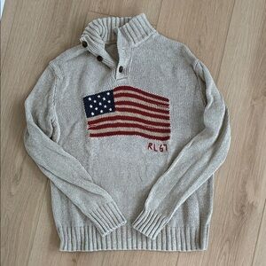 Ralph Lauren Cream Turtleneck with American Flag